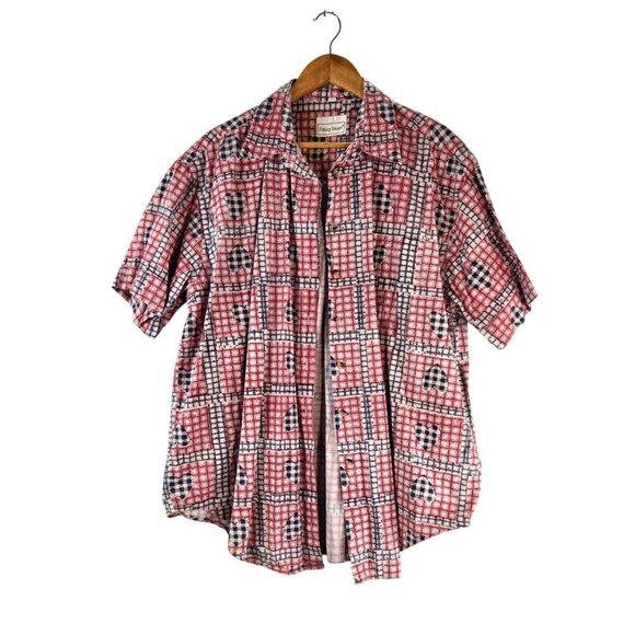 Womens Vintage Button Up Shirt Fitting Image XXL Cotton Hearts Country Cottage - Picture 2 of 14